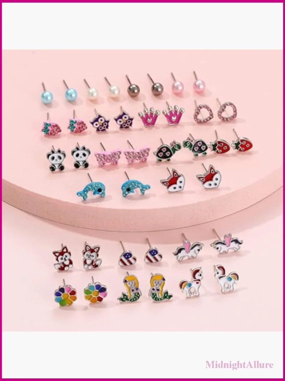 100 Pairs Cute Stud Earrings Set Hypoallergenic Stainless Steel for Girls